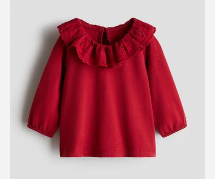 Kids' eyelet-collar top